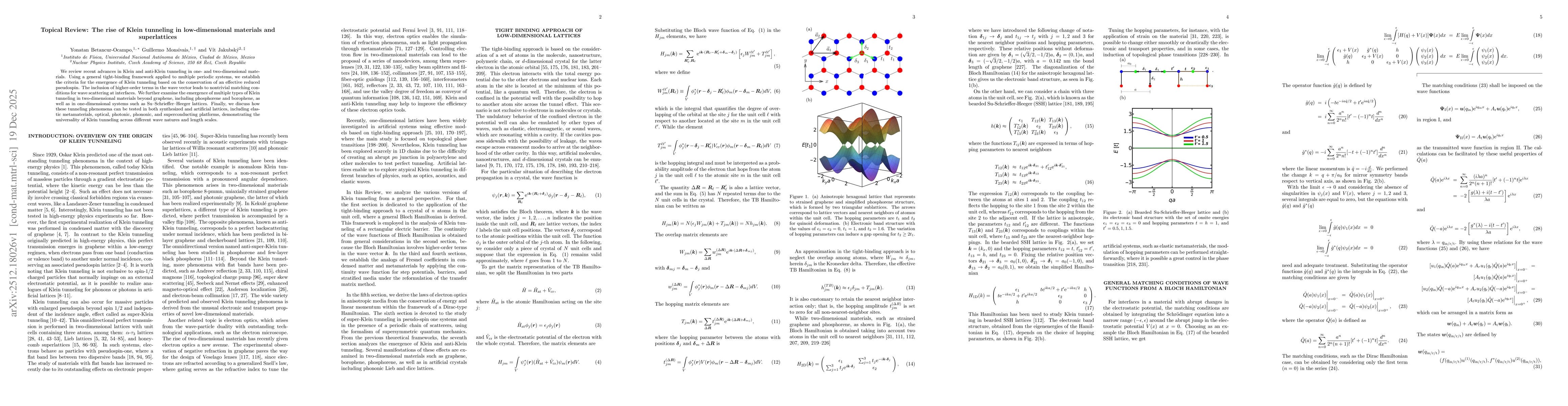 Thumbnail for Topical Review: The rise of Klein tunneling in low-dimensional materials and superlattices