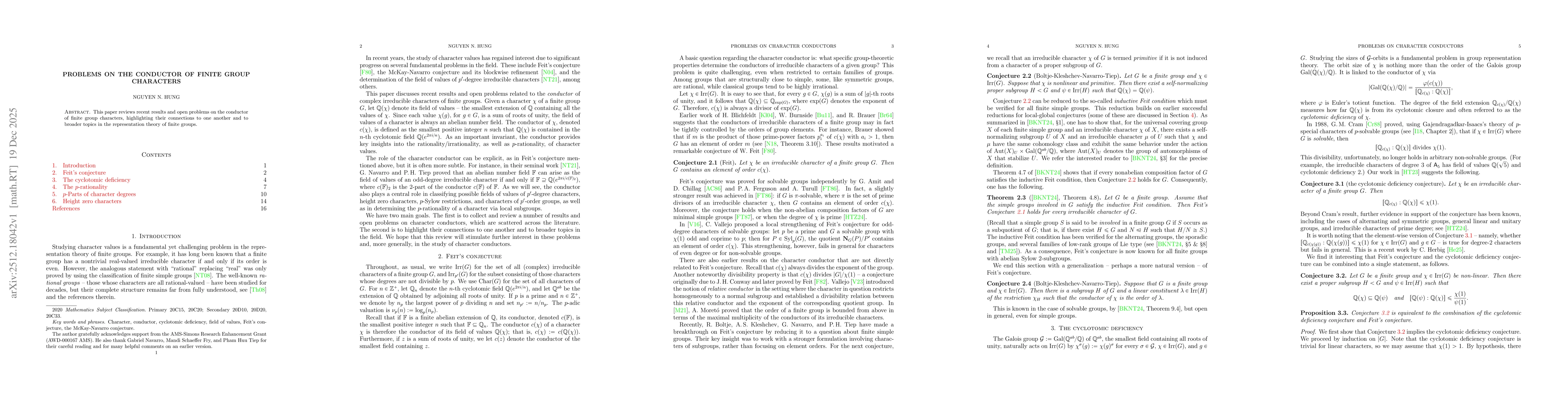Thumbnail for Problems on the conductor of finite group characters