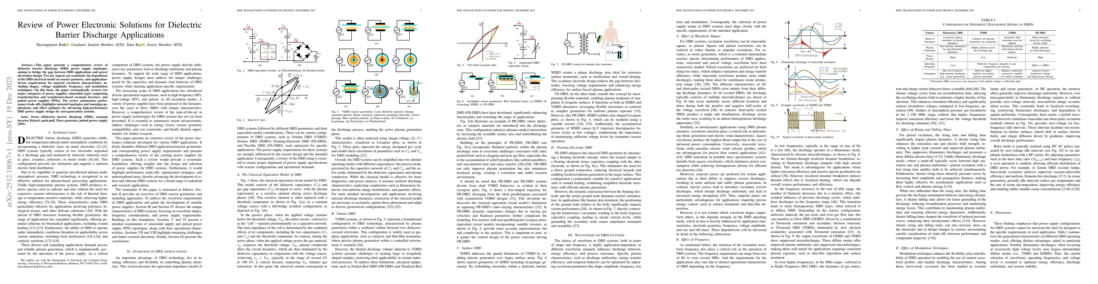 Thumbnail for Review of Power Electronic Solutions for Dielectric Barrier Discharge Applications