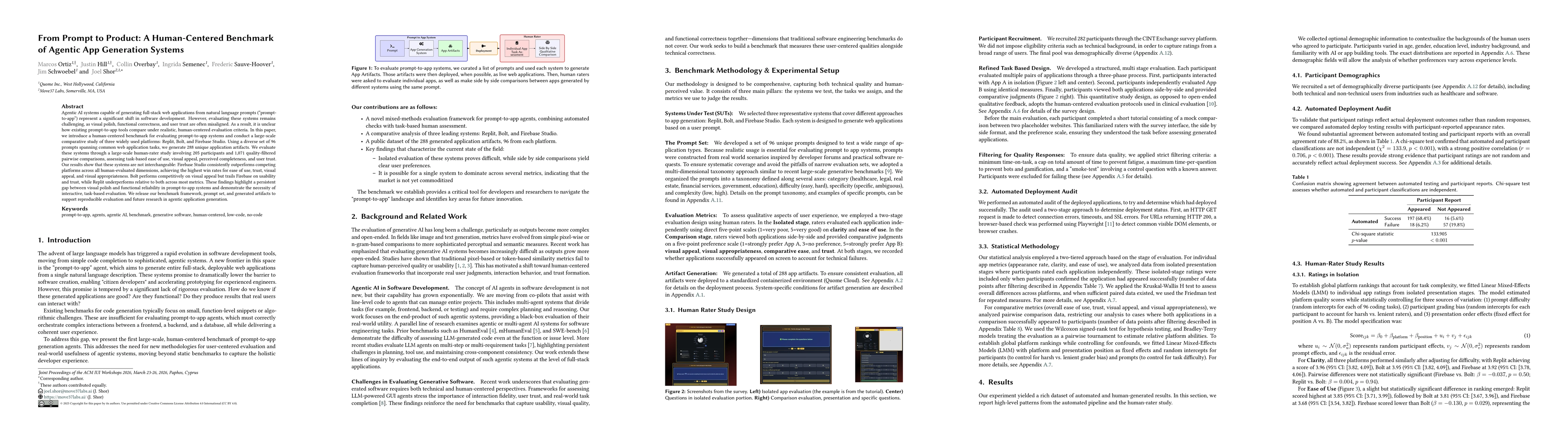 Thumbnail for From Prompt to Product: A Human-Centered Benchmark of Agentic App Generation Systems