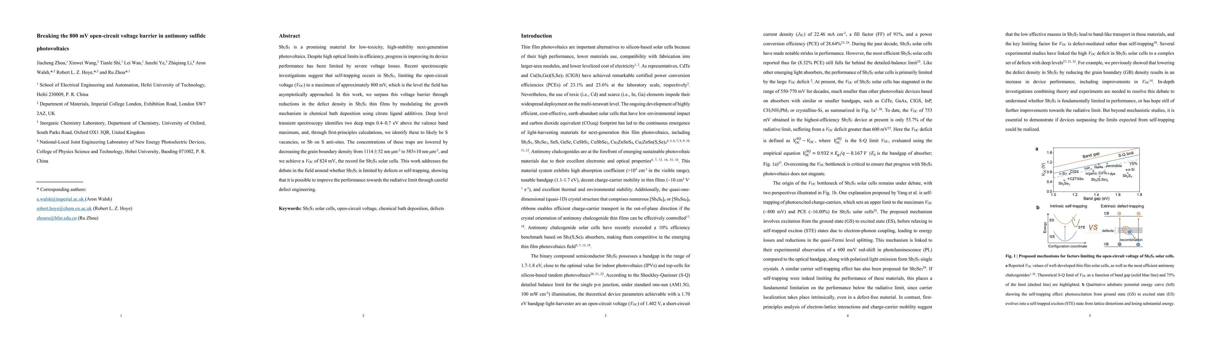 Thumbnail for Breaking the 800 mV open-circuit voltage barrier in antimony sulfide photovoltaics