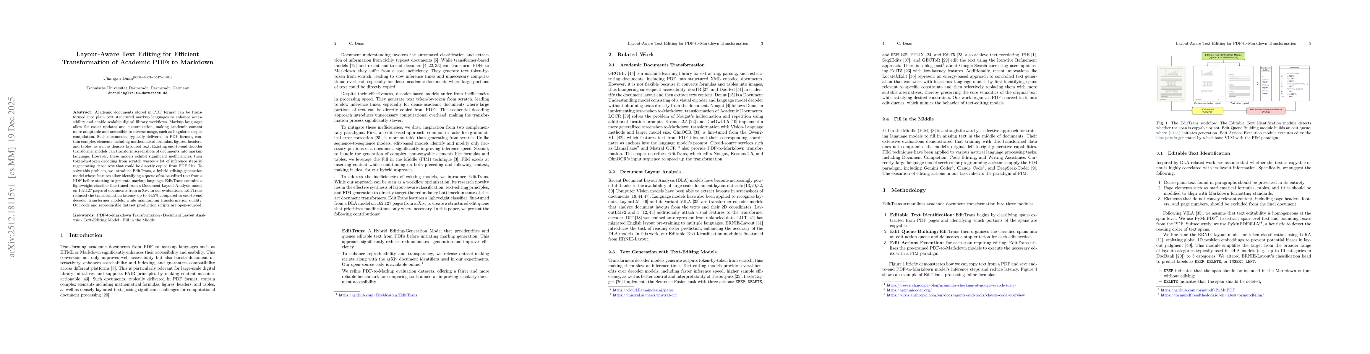 Thumbnail for Layout-Aware Text Editing for Efficient Transformation of Academic PDFs to Markdown