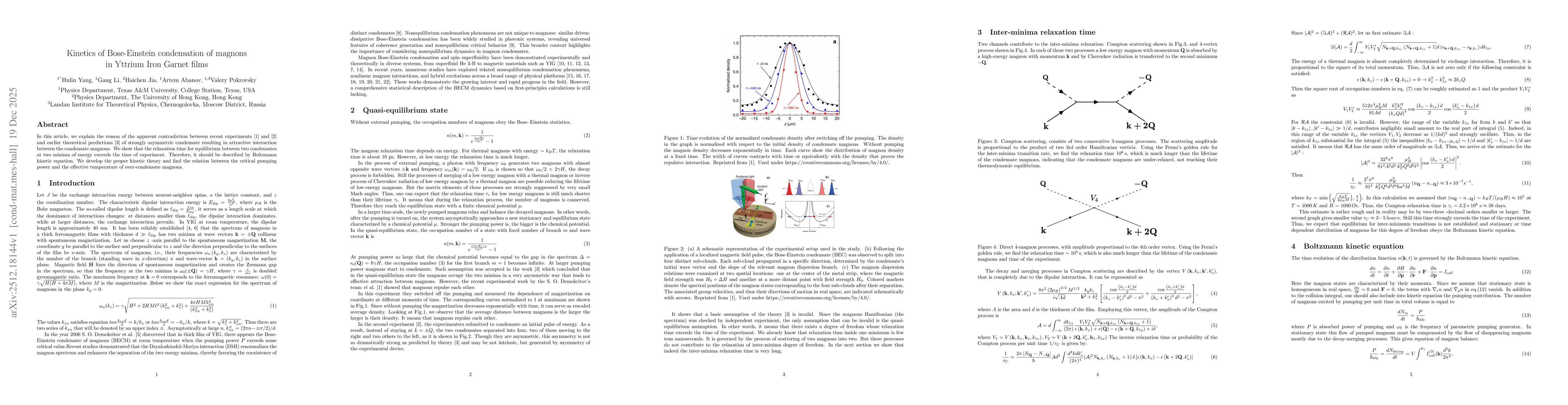 Thumbnail for Kinetics of Bose-Einstein condensation of magnons in Yttrium Iron Garnet films