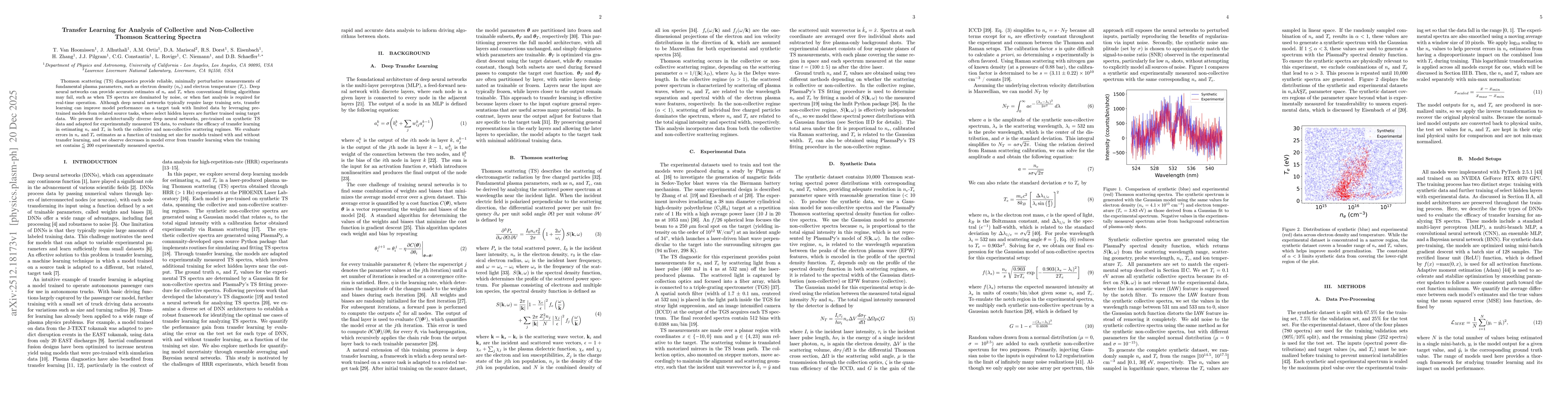 Thumbnail for Transfer Learning for Analysis of Collective and Non-Collective Thomson Scattering Spectra