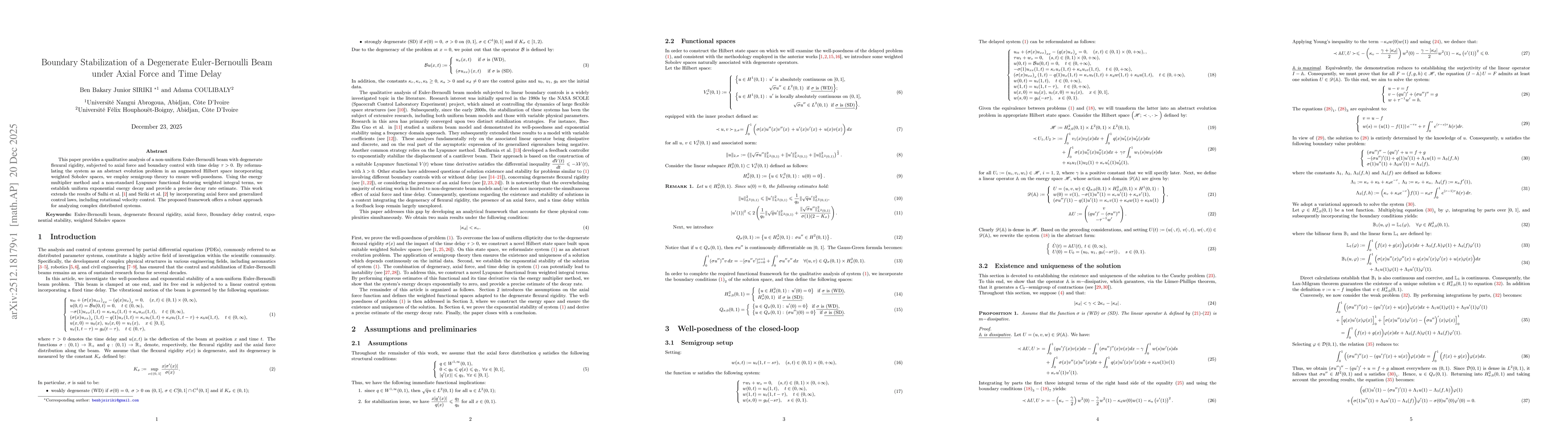 Thumbnail for Boundary Stabilization of a Degenerate Euler-Bernoulli Beam under Axial Force and Time Delay