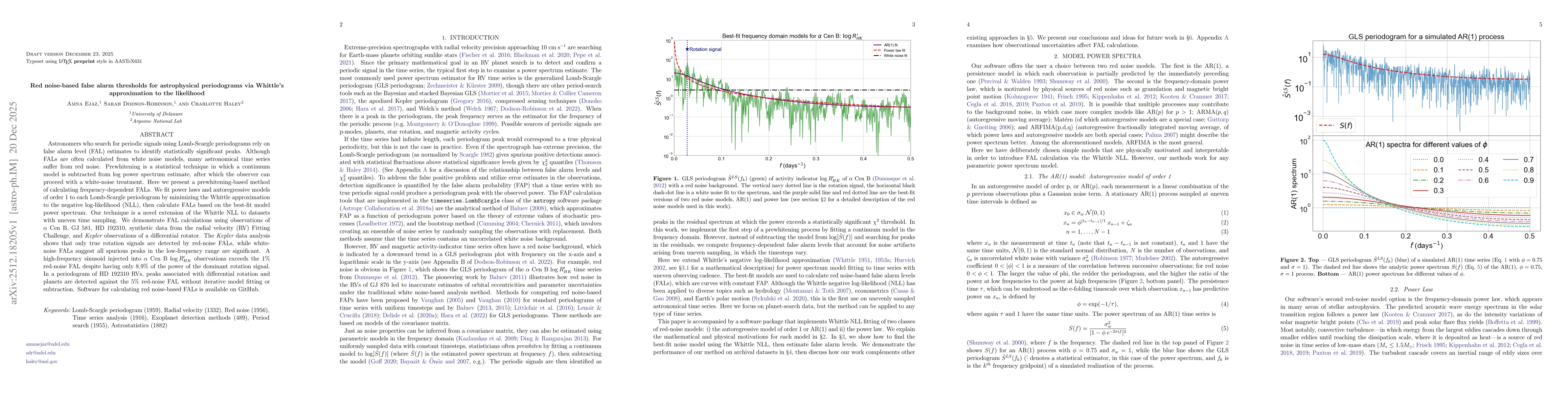 Thumbnail for Red noise-based false alarm thresholds for astrophysical periodograms via Whittle's approximation to the likelihood