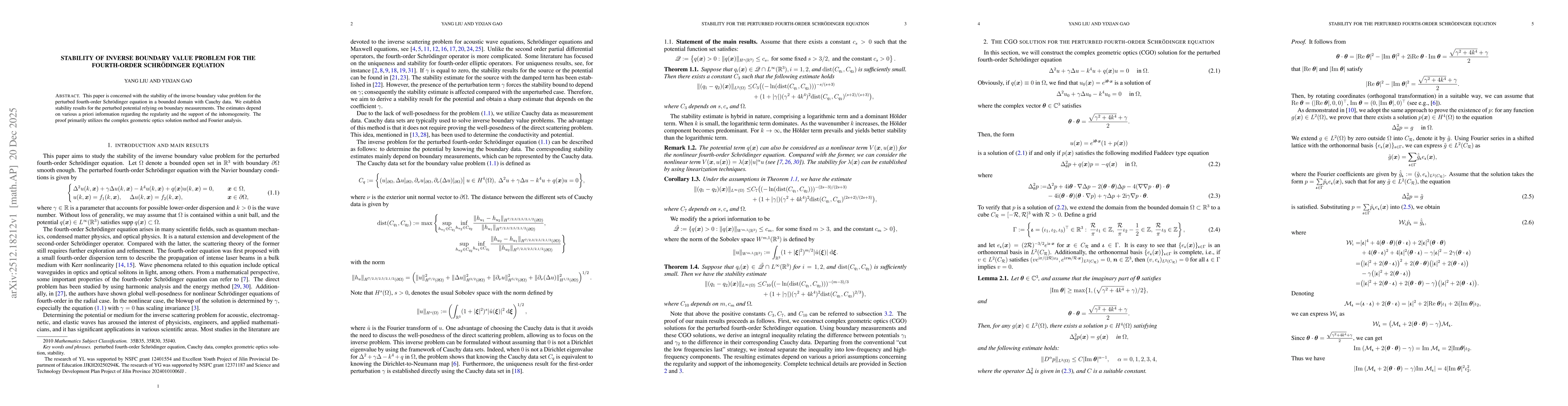 Thumbnail for Stability of inverse boundary value problem for the fourth-order Schrödinger equation