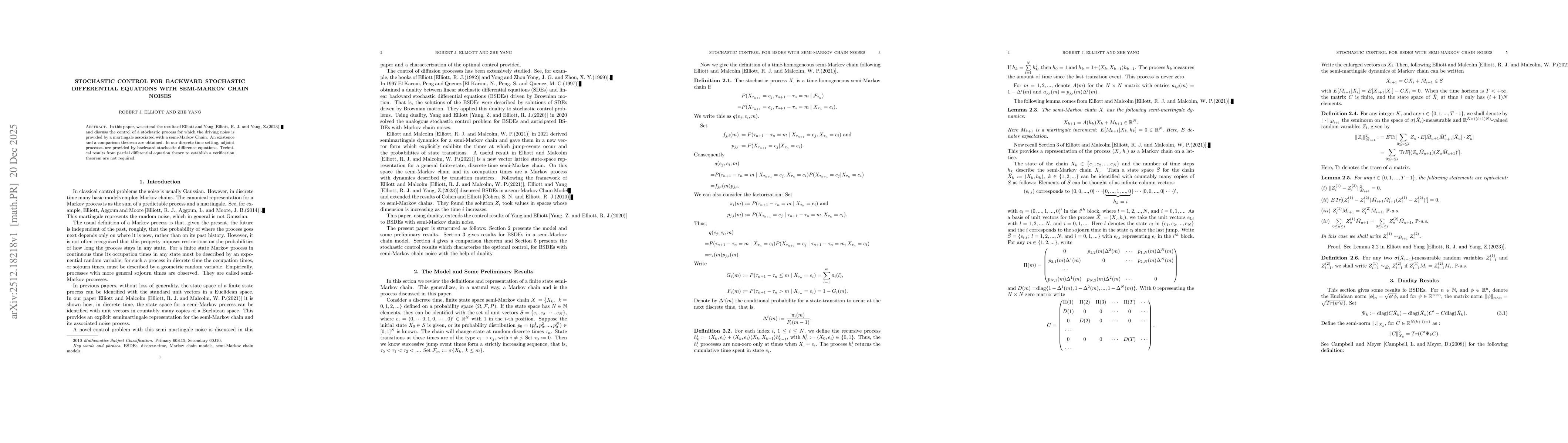 Thumbnail for Stochastic control for Backward Stochastic Differential Equations with semi-Markov chain noises