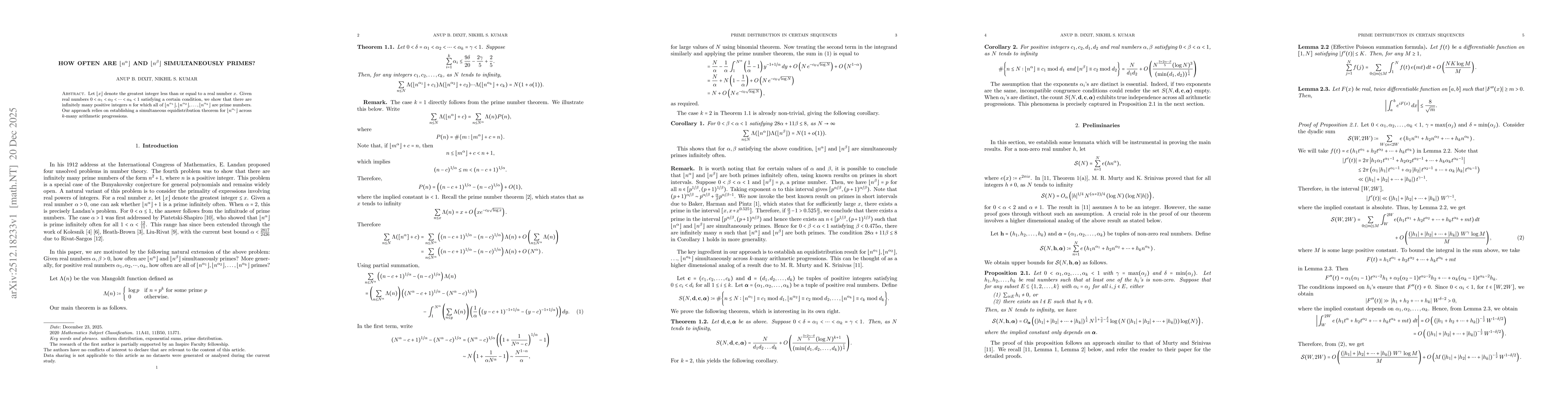 Thumbnail for How often are $ \lfloor {n^α} \rfloor $ and $ \lfloor {n^β} \rfloor $ simultaneously primes?