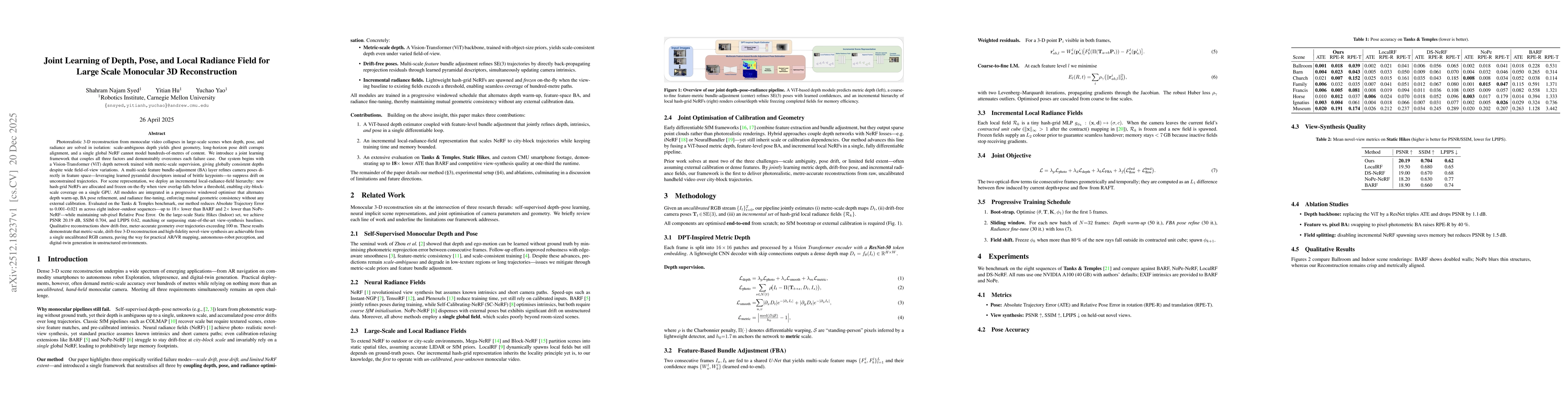 Thumbnail for Joint Learning of Depth, Pose, and Local Radiance Field for Large Scale Monocular 3D Reconstruction