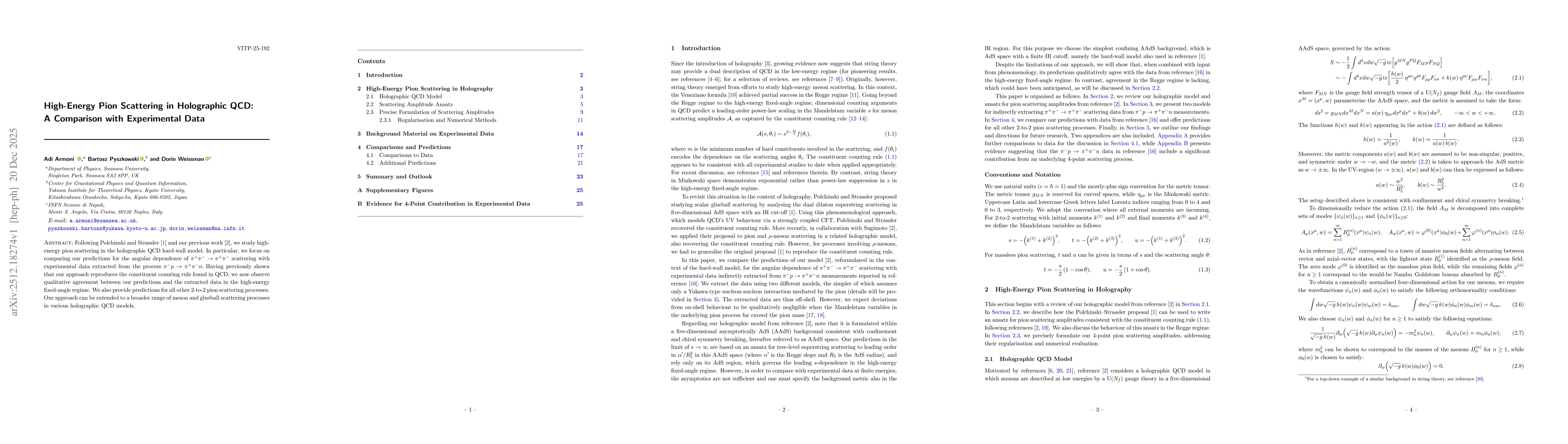 Thumbnail for High-Energy Pion Scattering in Holographic QCD: A Comparison with Experimental Data