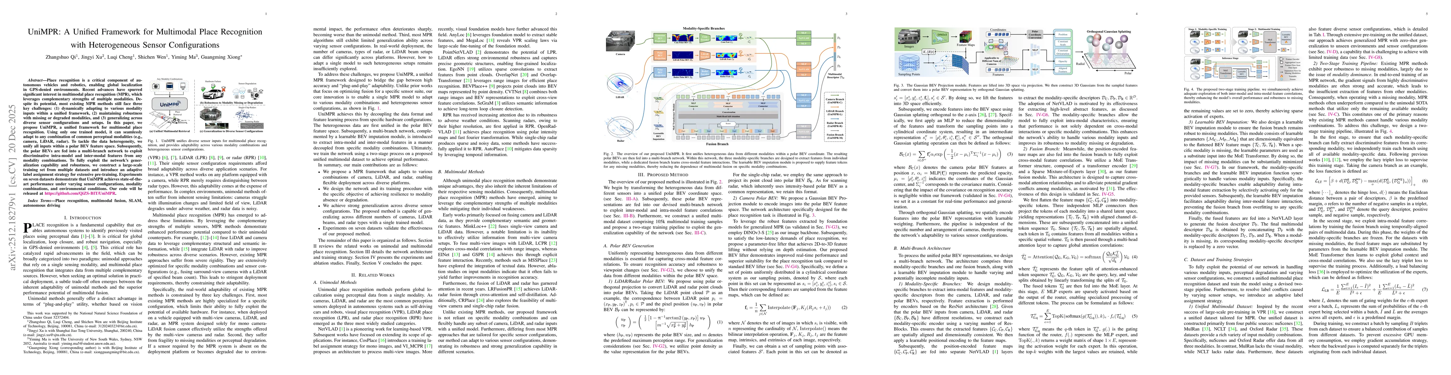 Thumbnail for UniMPR: A Unified Framework for Multimodal Place Recognition with Arbitrary Sensor Configurations
