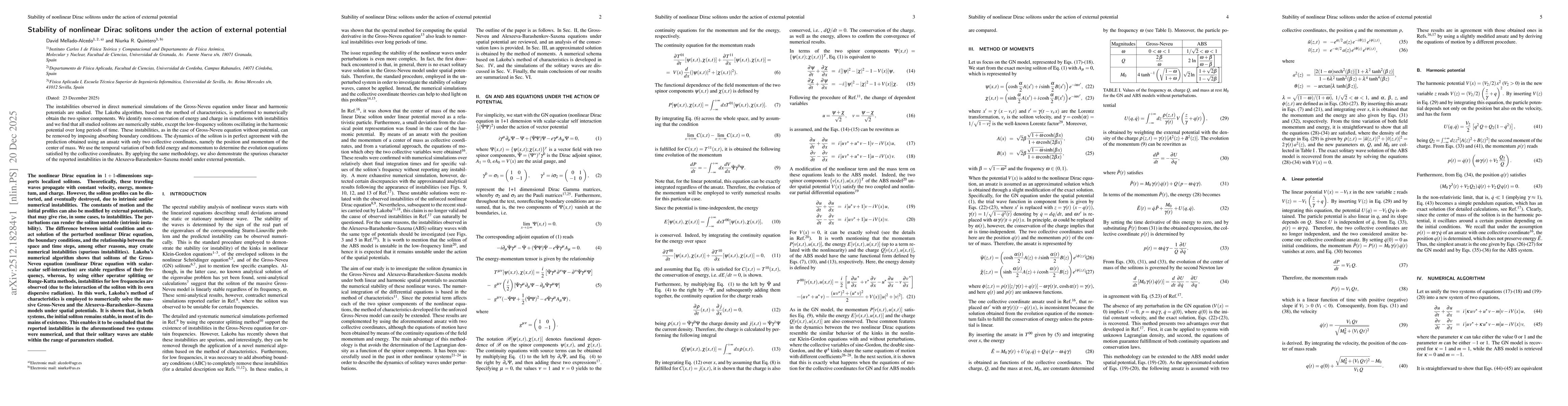 Thumbnail for Stability of nonlinear Dirac solitons under the action of external potential