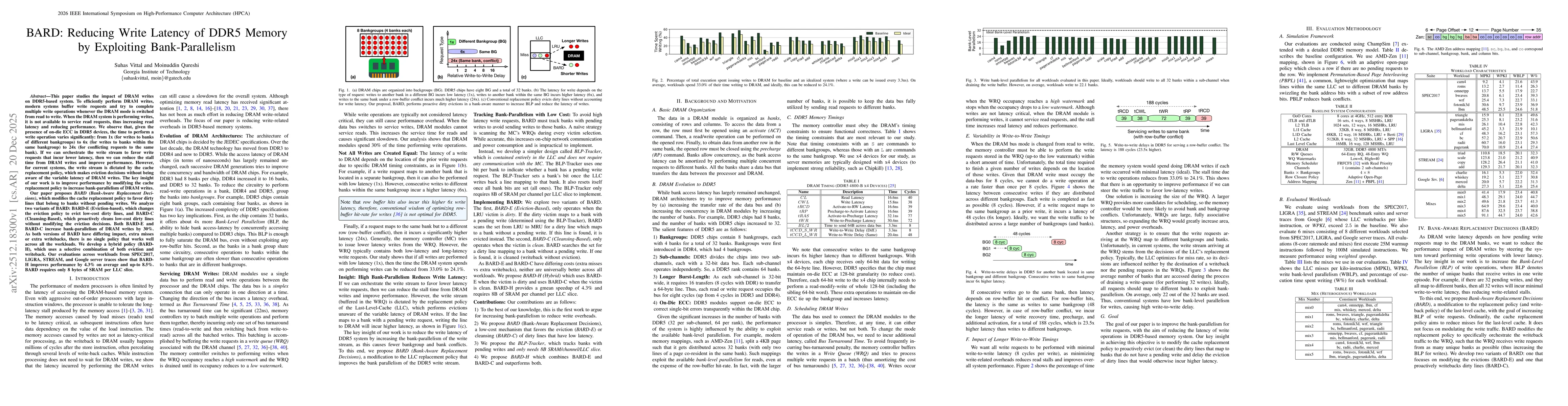 Thumbnail for BARD: Reducing Write Latency of DDR5 Memory by Exploiting Bank-Parallelism