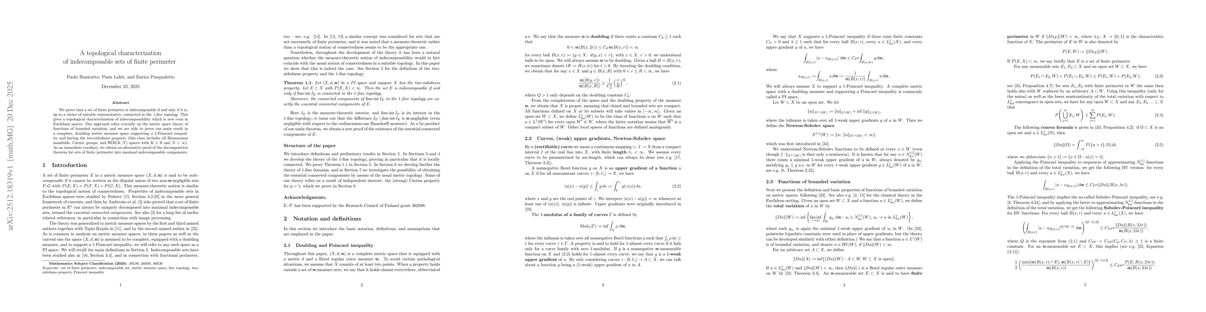 Thumbnail for A topological characterization of indecomposable sets of finite perimeter