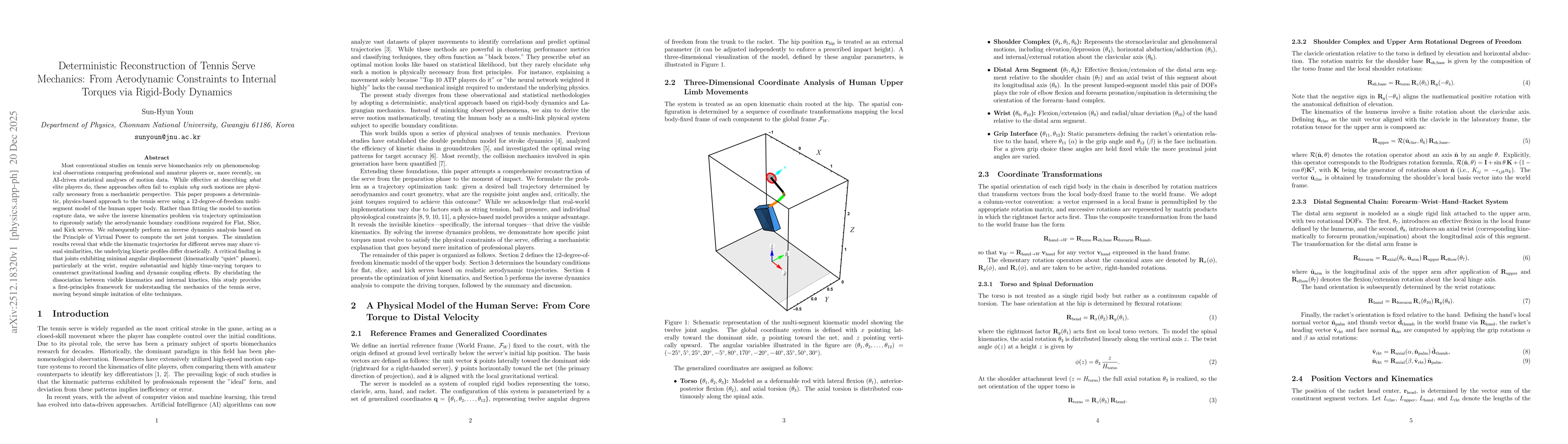 Thumbnail for Deterministic Reconstruction of Tennis Serve Mechanics: From Aerodynamic Constraints to Internal Torques via Rigid-Body Dynamics