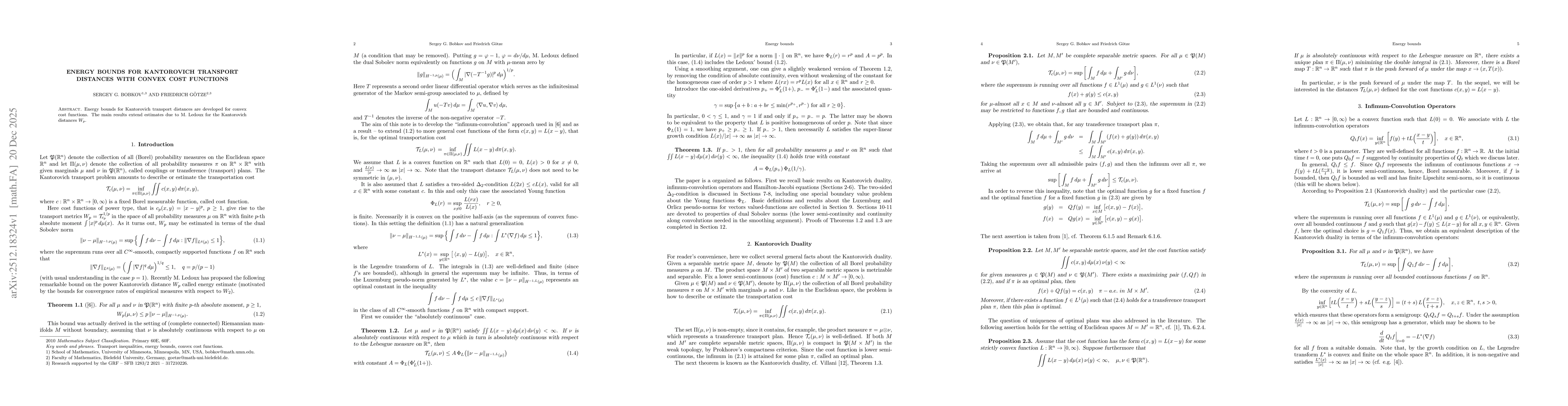 Thumbnail for Energy Bounds for Kantorovich Transport Distances with Convex Cost Functions