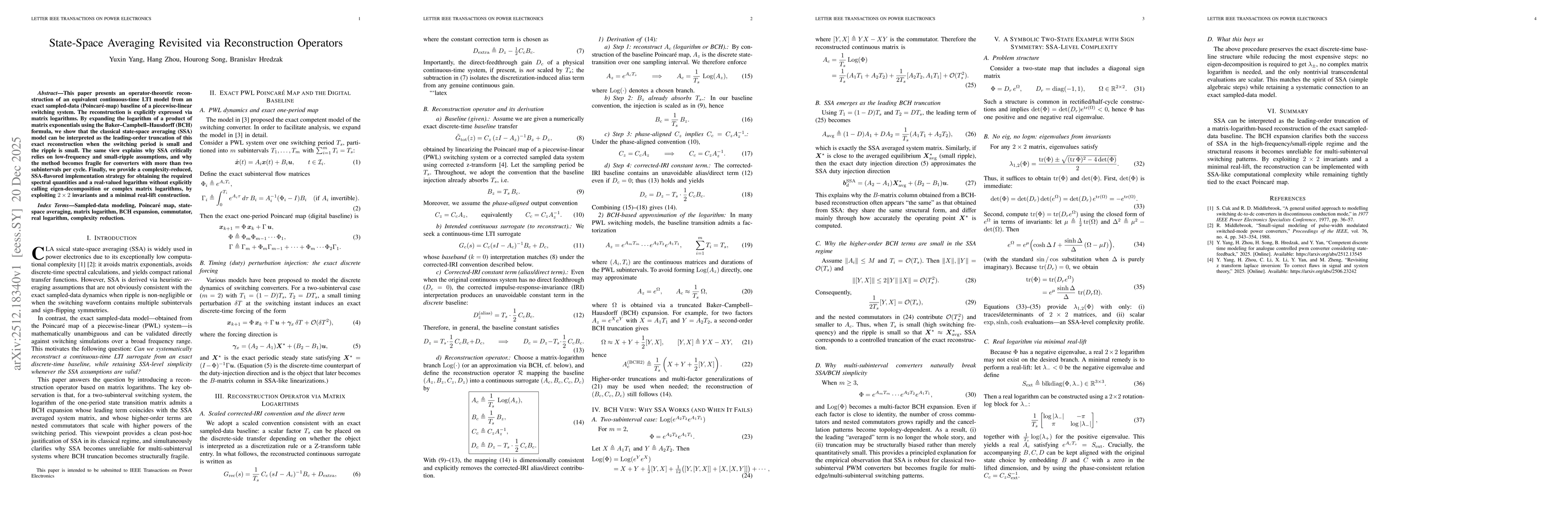 Thumbnail for State-Space Averaging Revisited via Reconstruction Operators