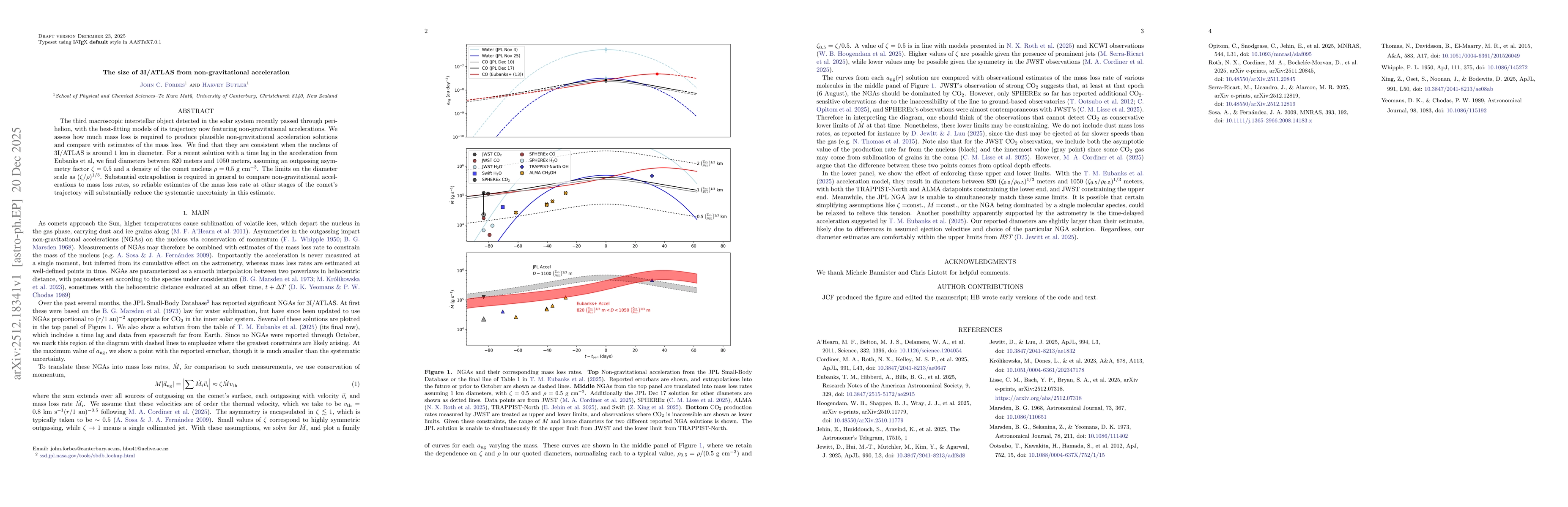 Thumbnail for The size of 3I/ATLAS from non-gravitational acceleration