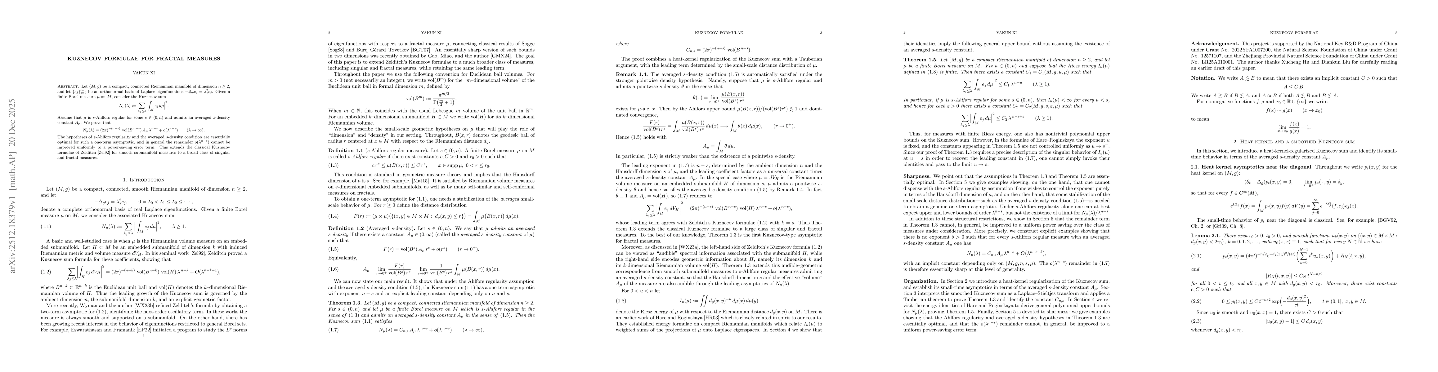 Thumbnail for Kuznecov formulae for fractal measures