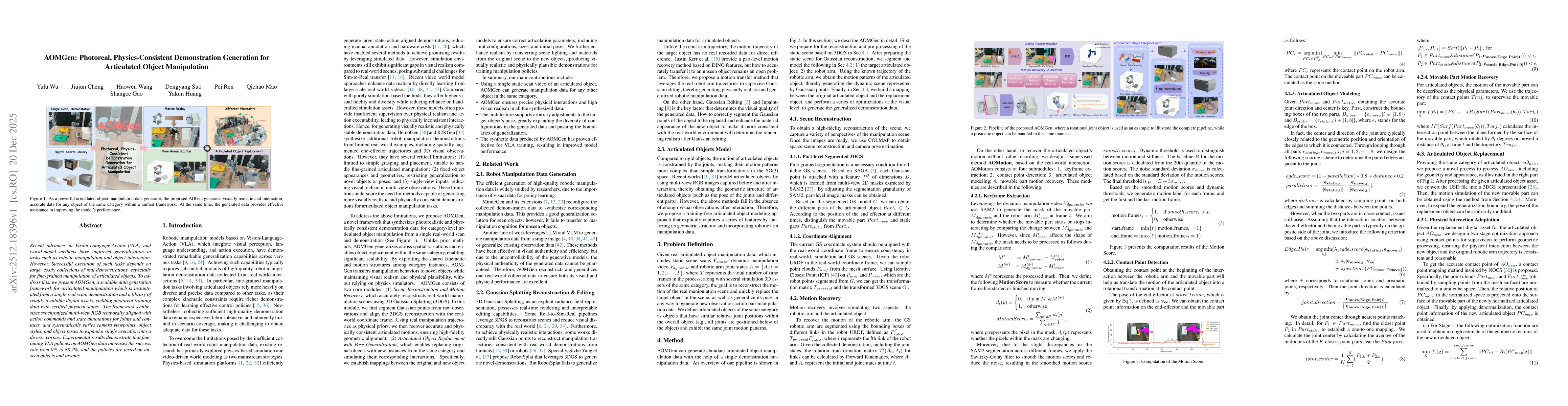 Thumbnail for AOMGen: Photoreal, Physics-Consistent Demonstration Generation for Articulated Object Manipulation