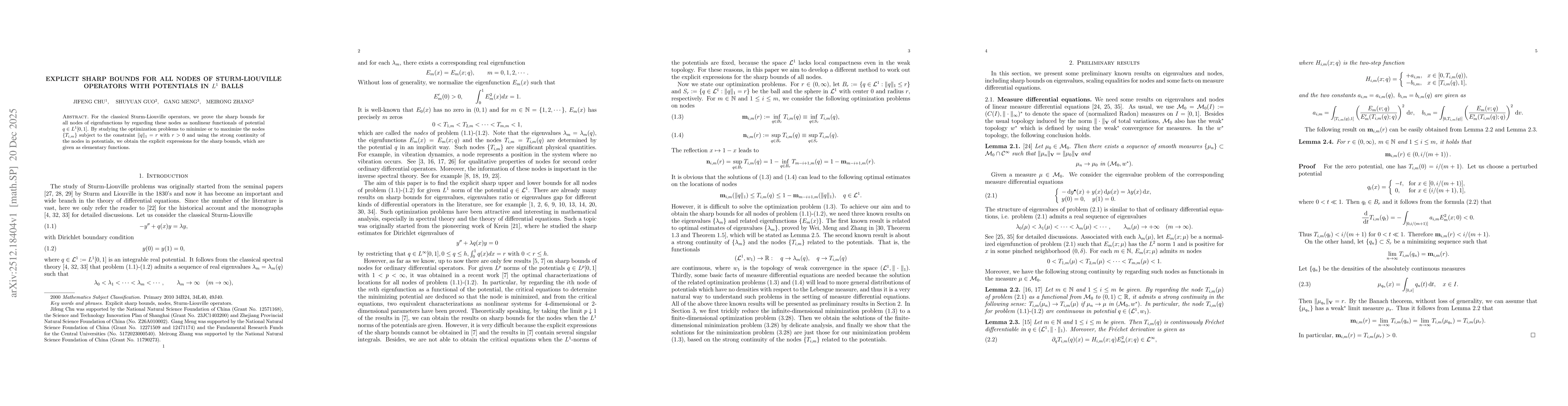 Thumbnail for Explicit sharp bounds for all nodes of Sturm-Liouville operators with potentials in $L^1$ balls