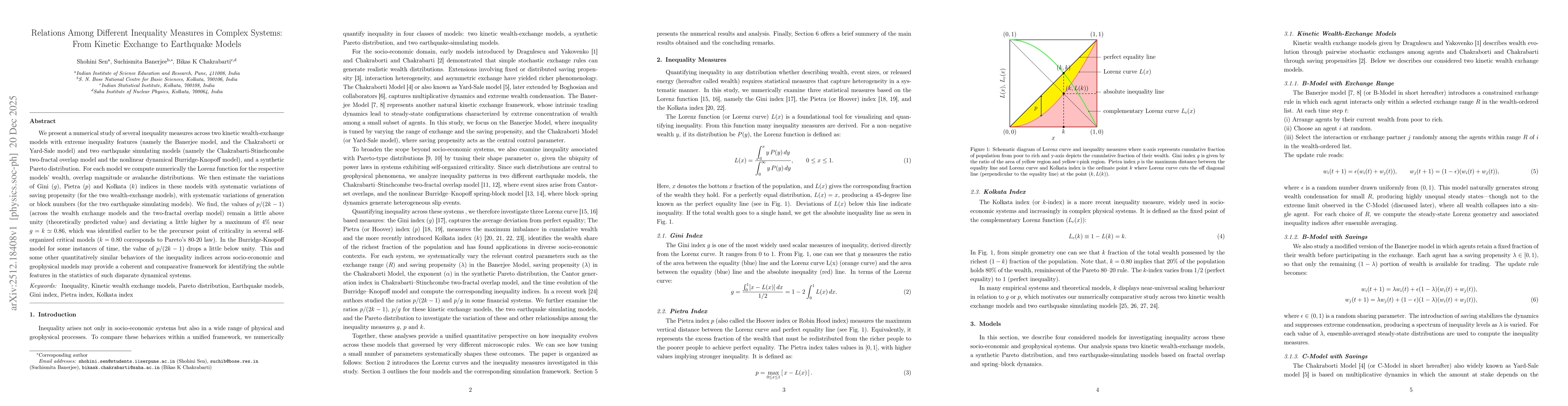 Thumbnail for Relations Among Different Inequality Measures in Complex Systems: From Kinetic Exchange to Earthquake Models
