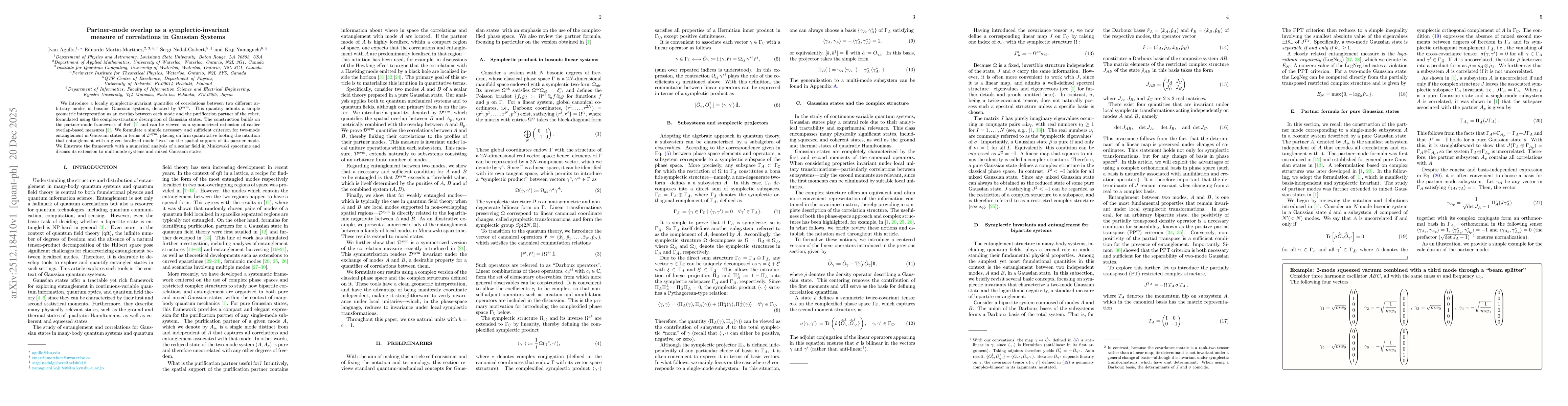 Thumbnail for Partner-mode overlap as a symplectic-invariant measure of correlations in Gaussian Systems