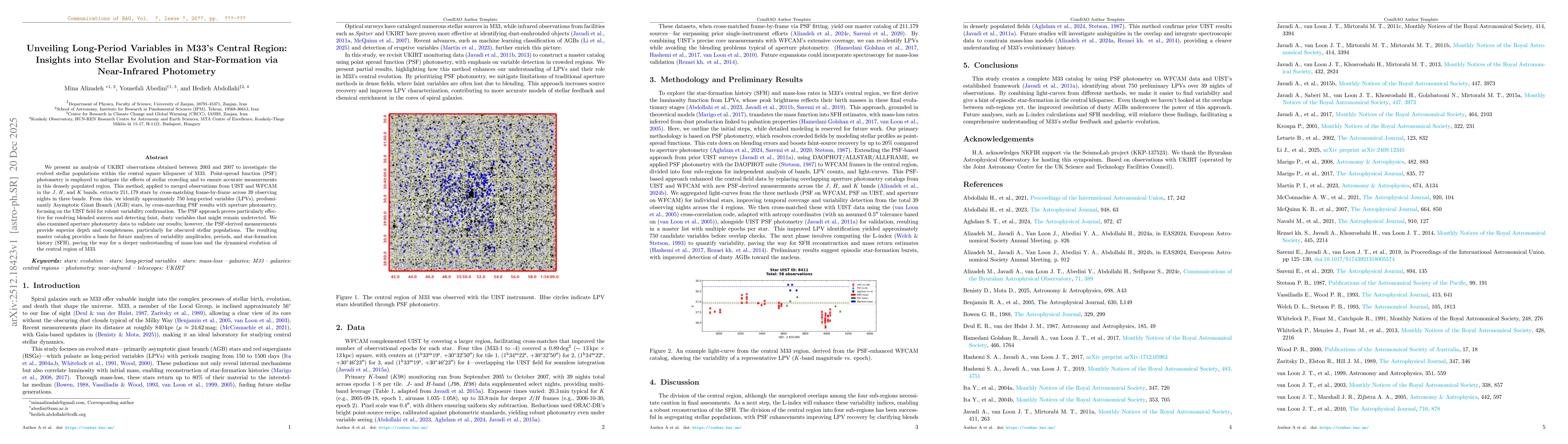 Thumbnail for Unveiling Long-Period Variables in M33's Central Region: Insights into Stellar Evolution and Star Formation via Near-Infrared Photometry