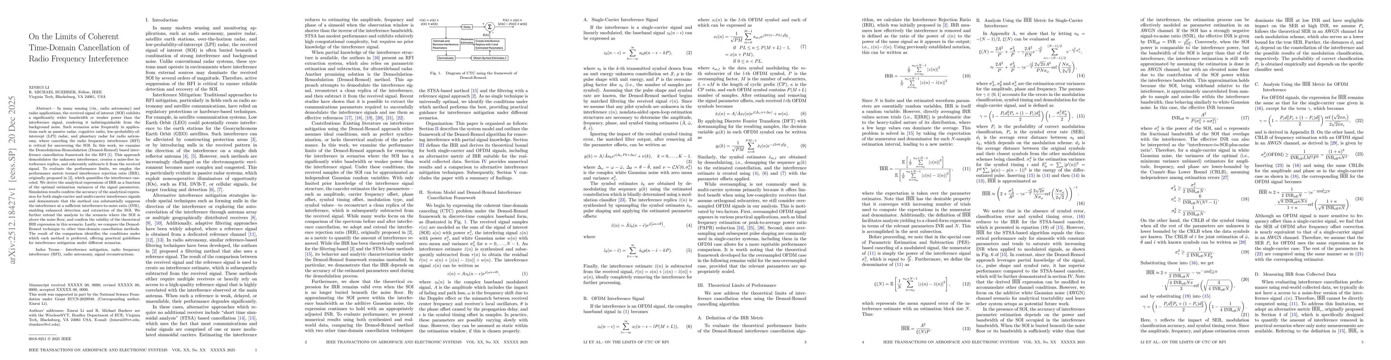 Thumbnail for On the Limits of Coherent Time-Domain Cancellation of Radio Frequency Interference