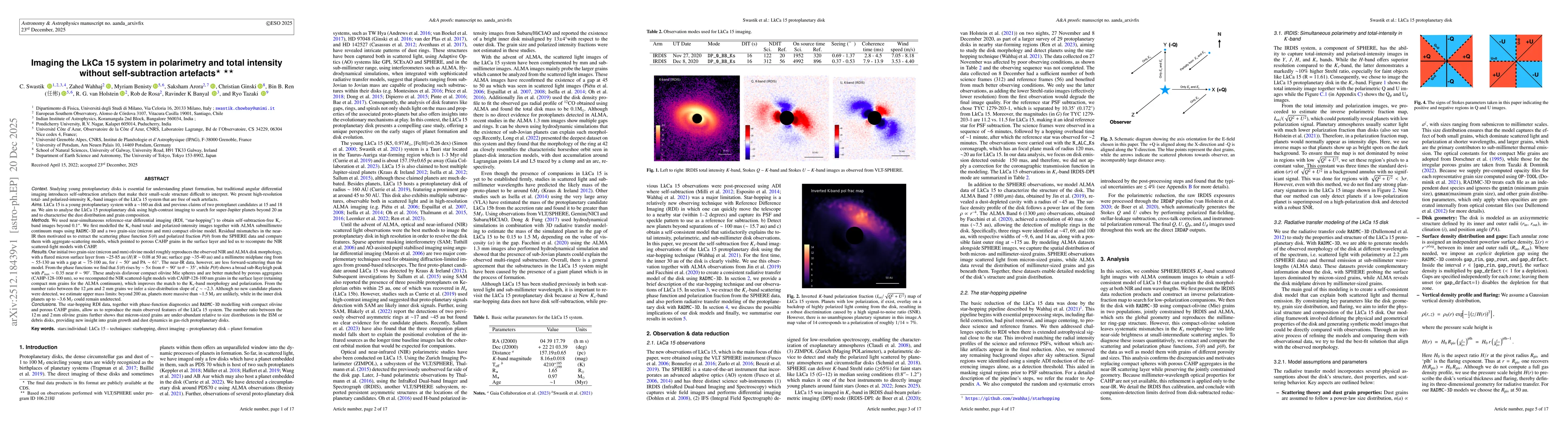Thumbnail for Imaging the LkCa 15 system in polarimetry and total intensity without self-subtraction artefacts