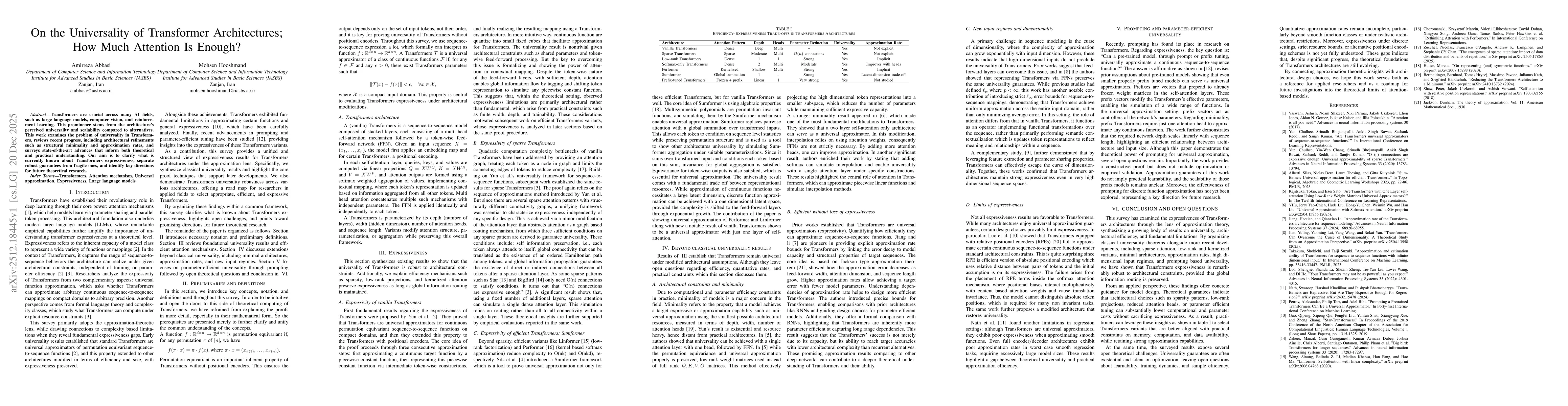 Thumbnail for On the Universality of Transformer Architectures; How Much Attention Is Enough?