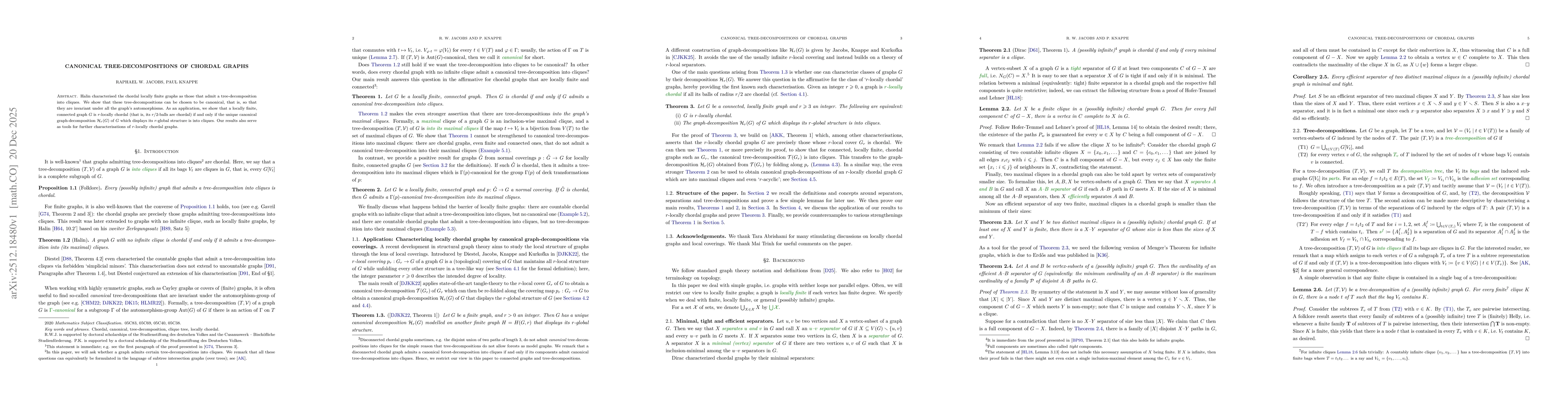 Thumbnail for Canonical tree-decompositions of chordal graphs