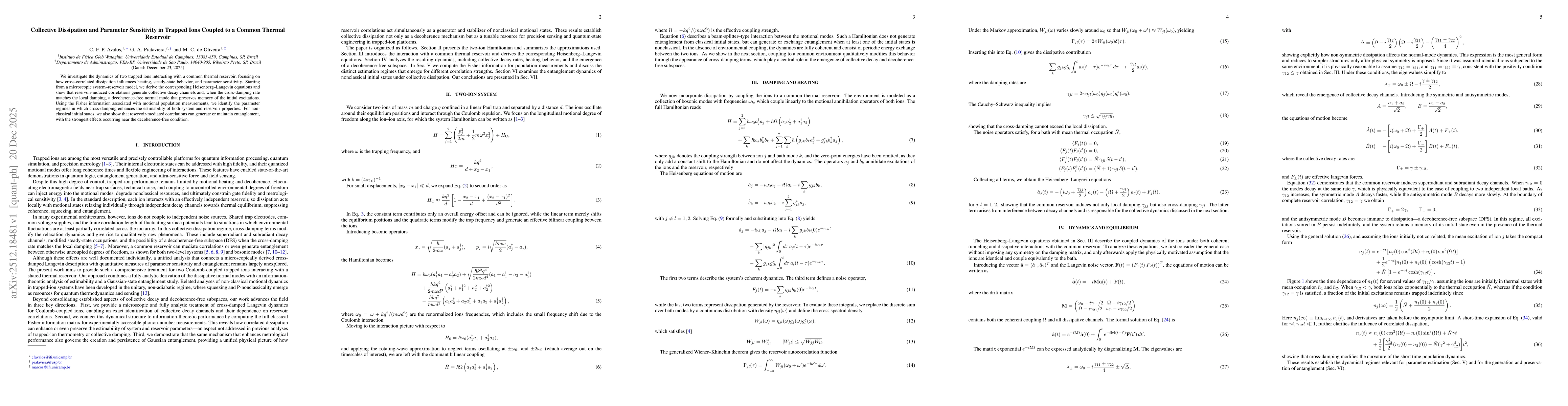 Thumbnail for Collective Dissipation and Parameter Sensitivity in Trapped Ions Coupled to a Common Thermal Reservoir