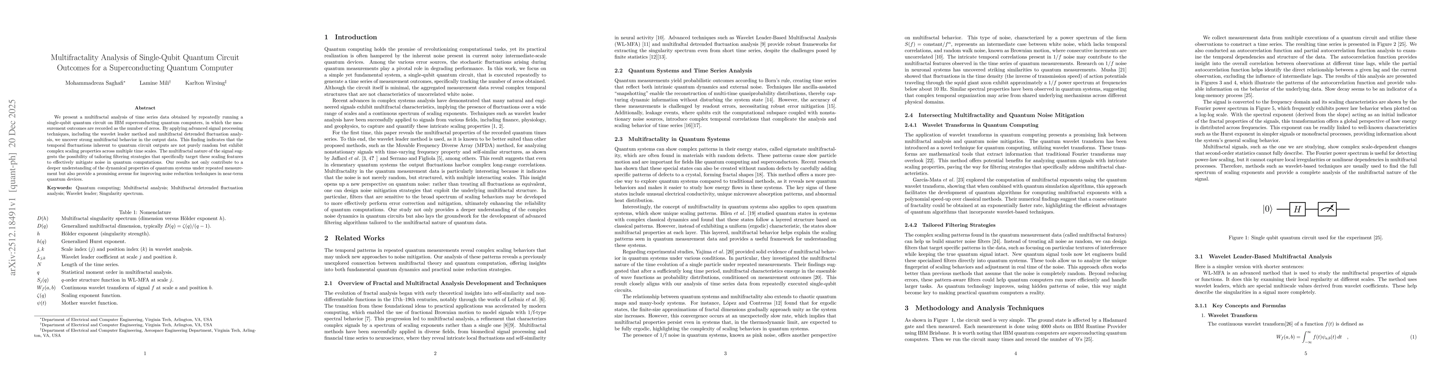 Thumbnail for Multifractality Analysis of Single Qubit Quantum Circuit Outcomes for a Superconducting Quantum Computer
