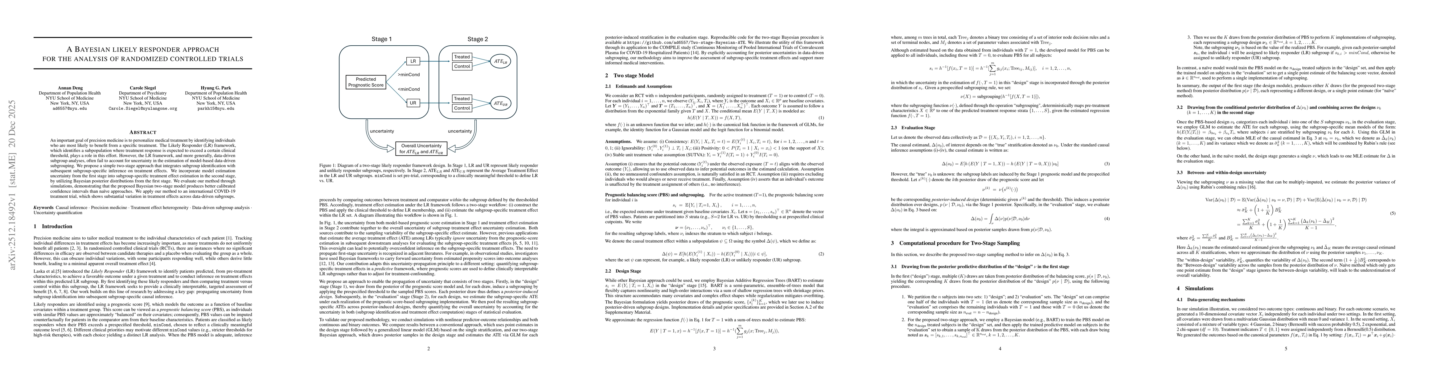 Thumbnail for A Bayesian likely responder approach for the analysis of randomized controlled trials
