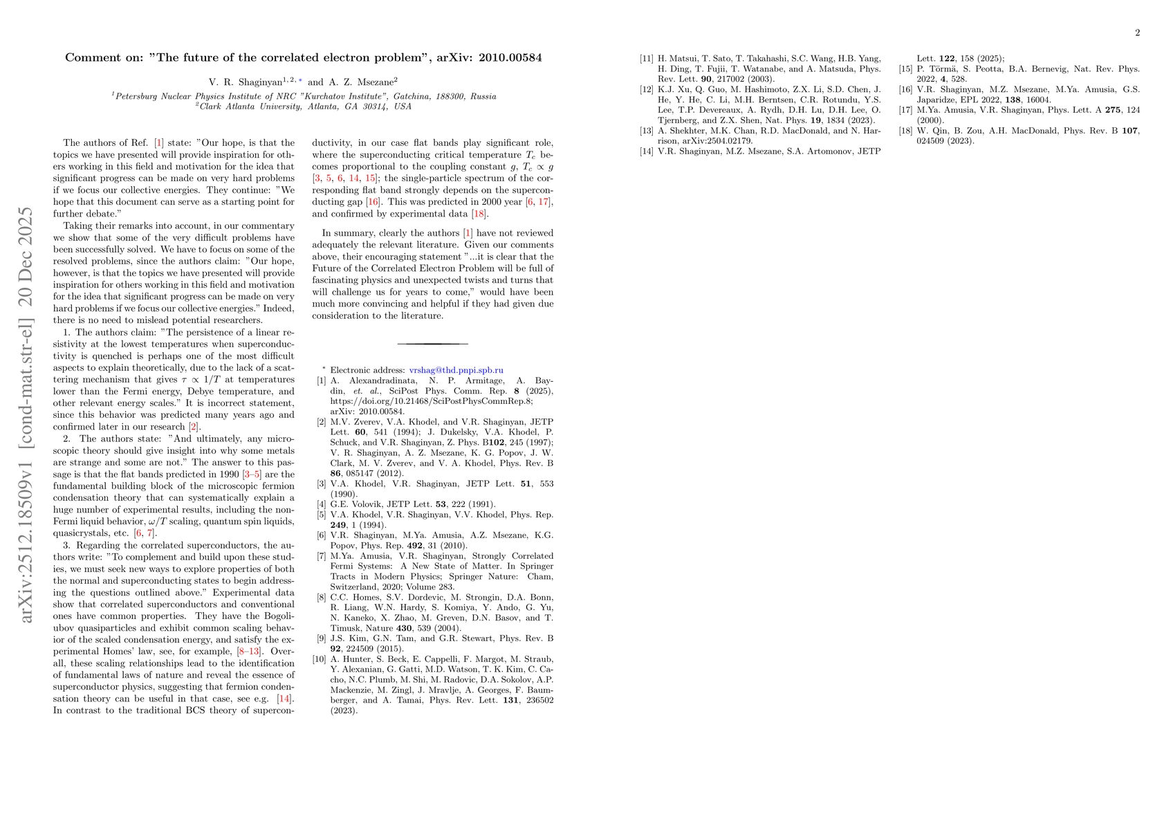 Thumbnail for Comment on: "The future of the correlated electron problem", arXiv:2010.00584