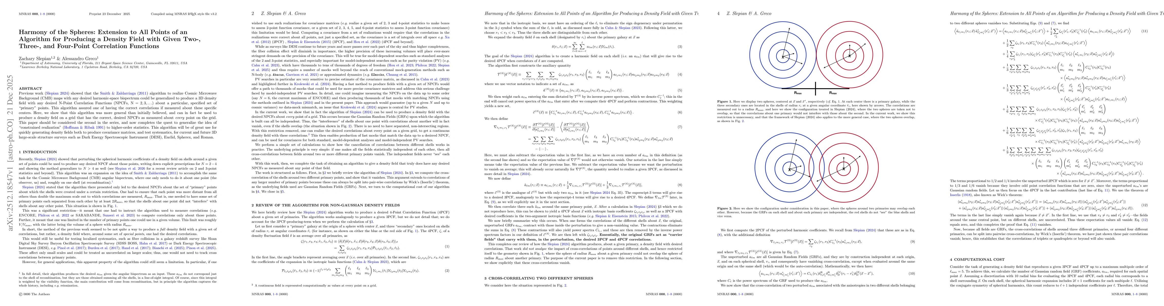 Thumbnail for Harmony of the Spheres: Extension to All Points of an Algorithm for Producing a Density Field with Given Two-, Three-, and Four-Point Correlation Functions