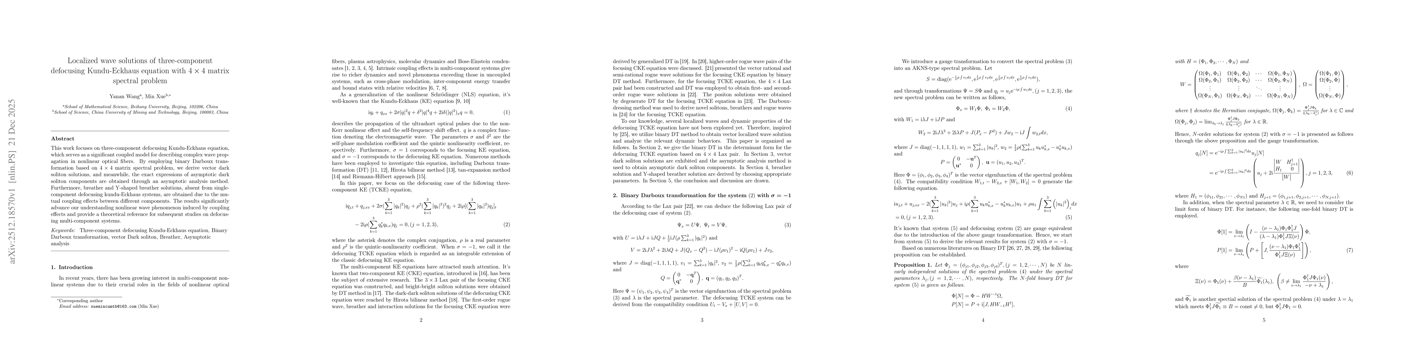 Thumbnail for Localized wave solutions of three-component defocusing Kundu-Eckhaus equation with 4x4 matrix spectral problem