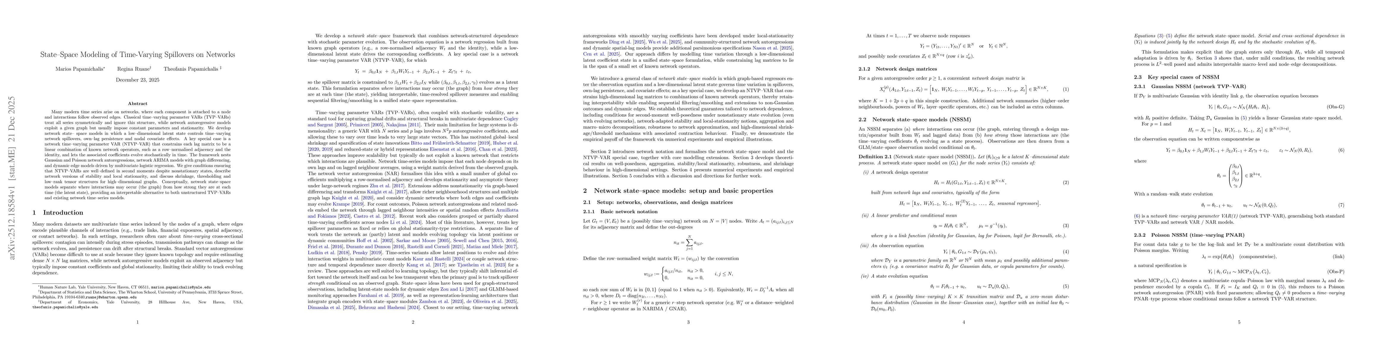 Thumbnail for State-Space Modeling of Time-Varying Spillovers on Networks