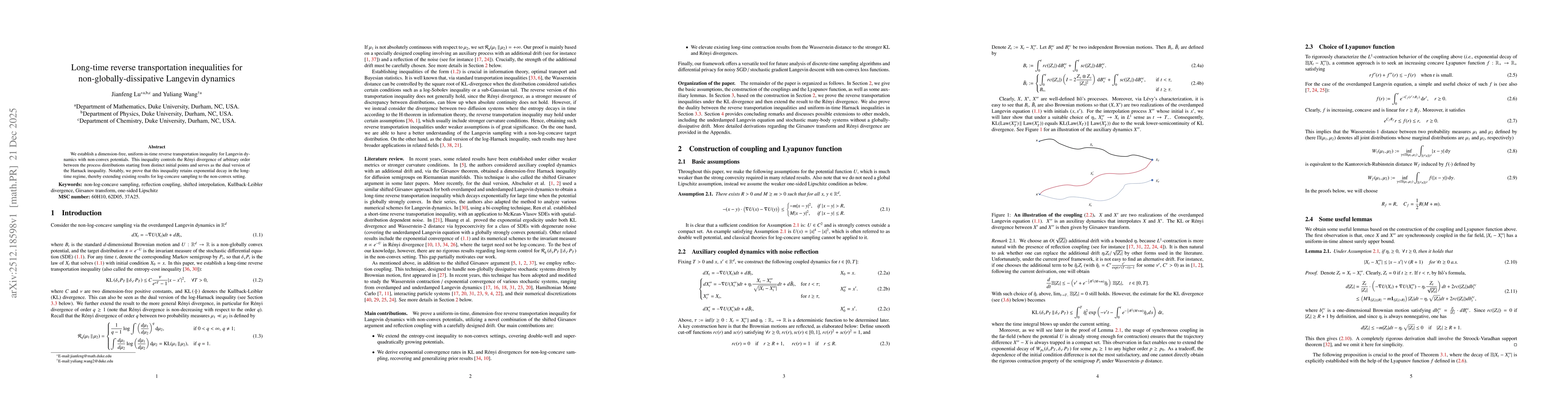 Thumbnail for Long-time reverse transportation inequalities for non-globally-dissipative Langevin dynamics