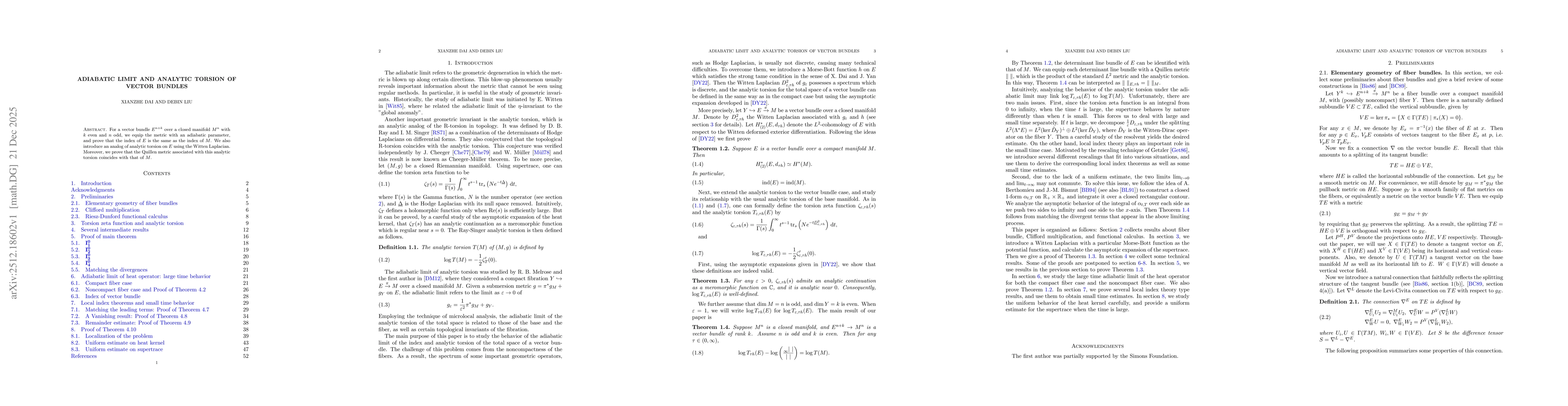 Thumbnail for Adiabatic Limit and Analytic Torsion of Vector Bundles