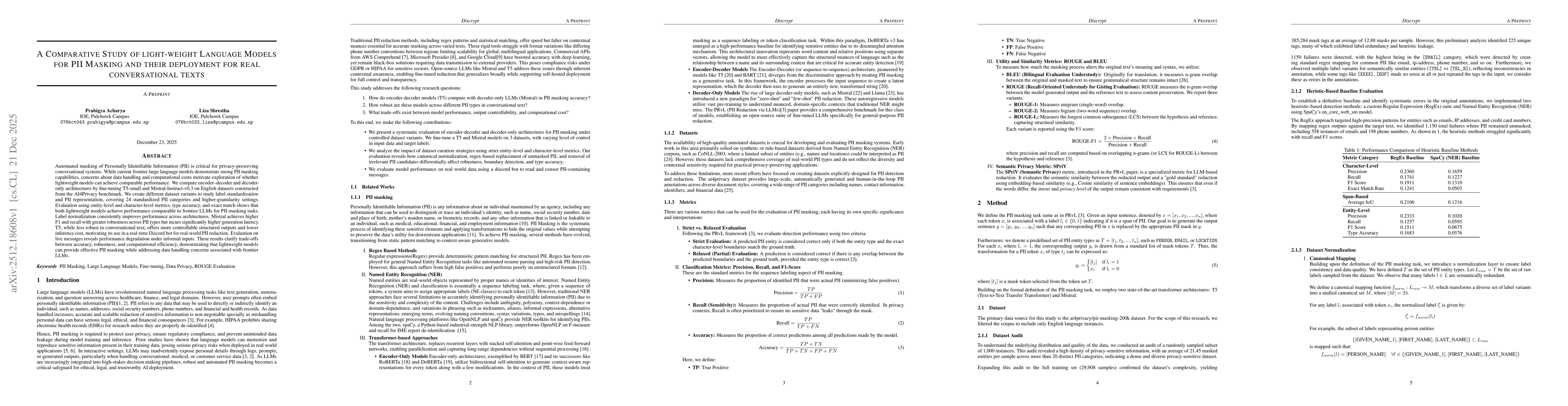 Thumbnail for A Comparative Study of Light-weight Language Models for PII Masking and their Deployment for Real Conversational Texts
