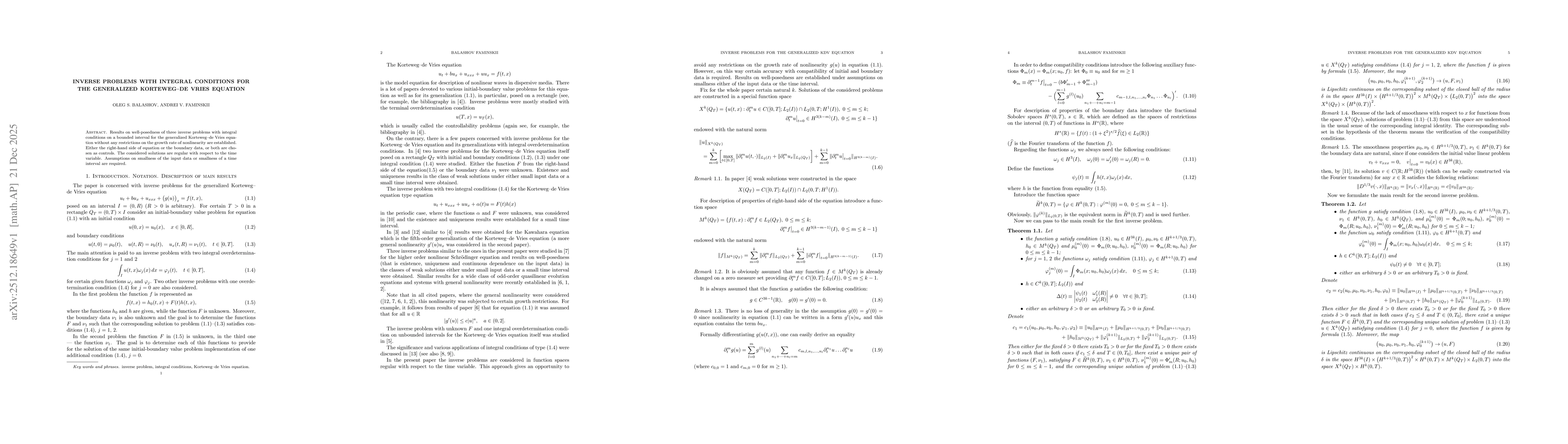 Thumbnail for Inverse problems with integral conditions for the generalized Korteweg-de Vries equation