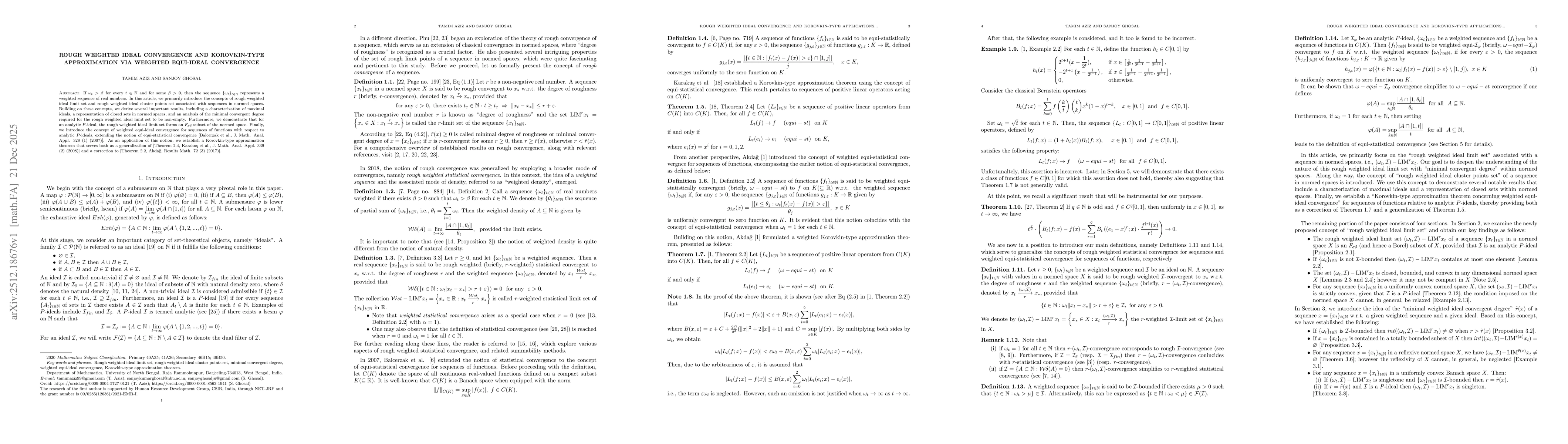 Thumbnail for Rough Weighted Ideal Convergence and Korovkin-Type Approximation via weighted equi-ideal convergence