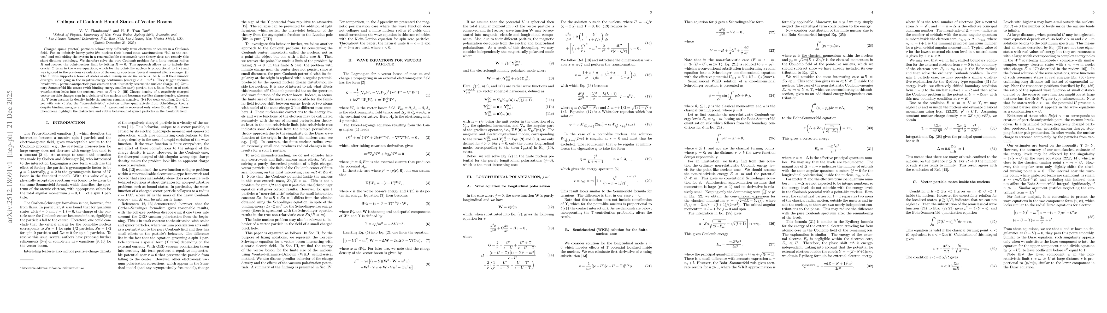 Thumbnail for Collapse of Coulomb Bound States of Vector Bosons