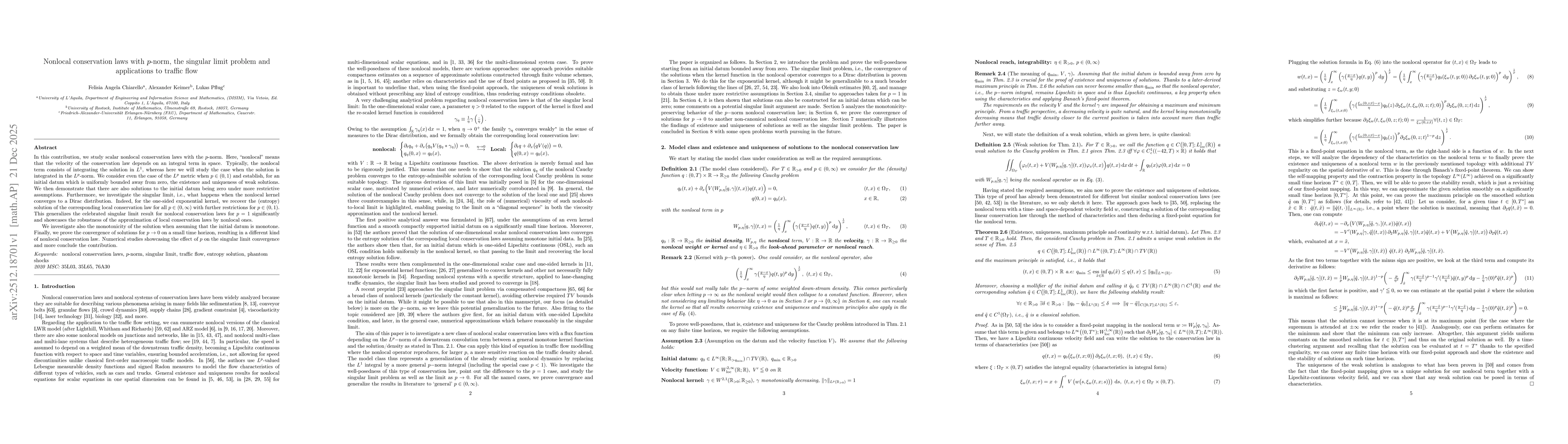 Thumbnail for Nonlocal conservation laws with p-norm, the singular limit problem and applications to traffic flow