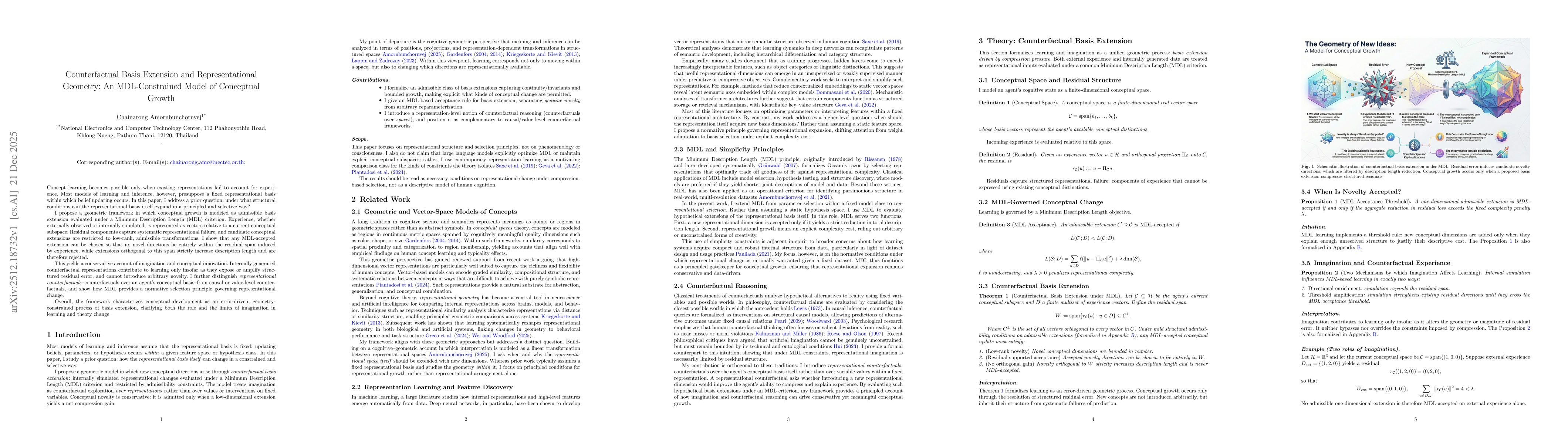 Thumbnail for Counterfactual Basis Extension and Representational Geometry: An MDL-Constrained Model of Conceptual Growth