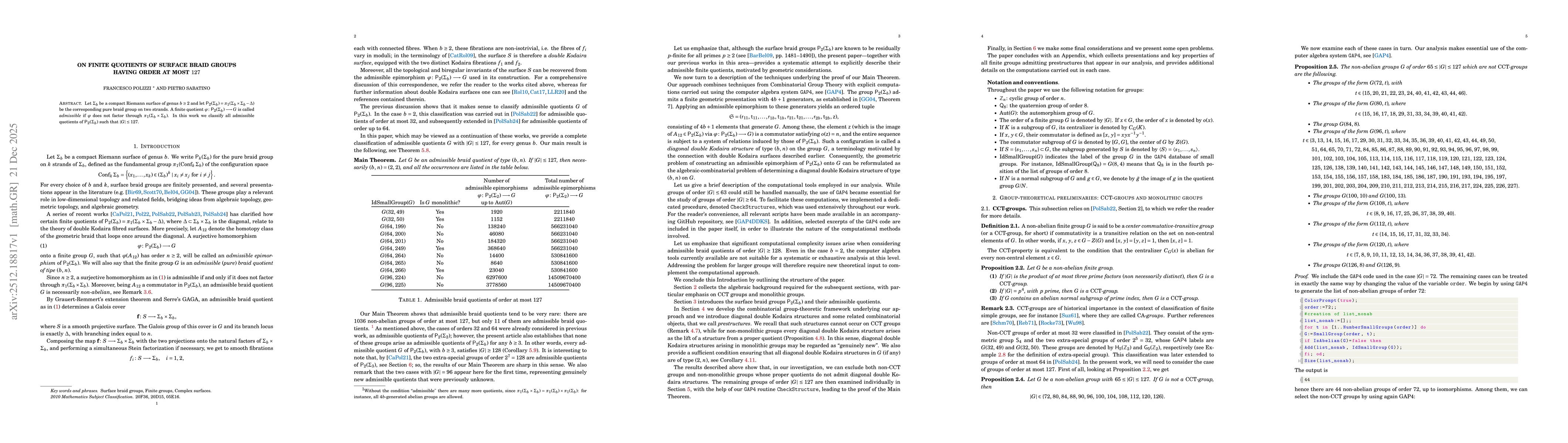 Thumbnail for On finite quotients of surface braid groups having order at most $127$