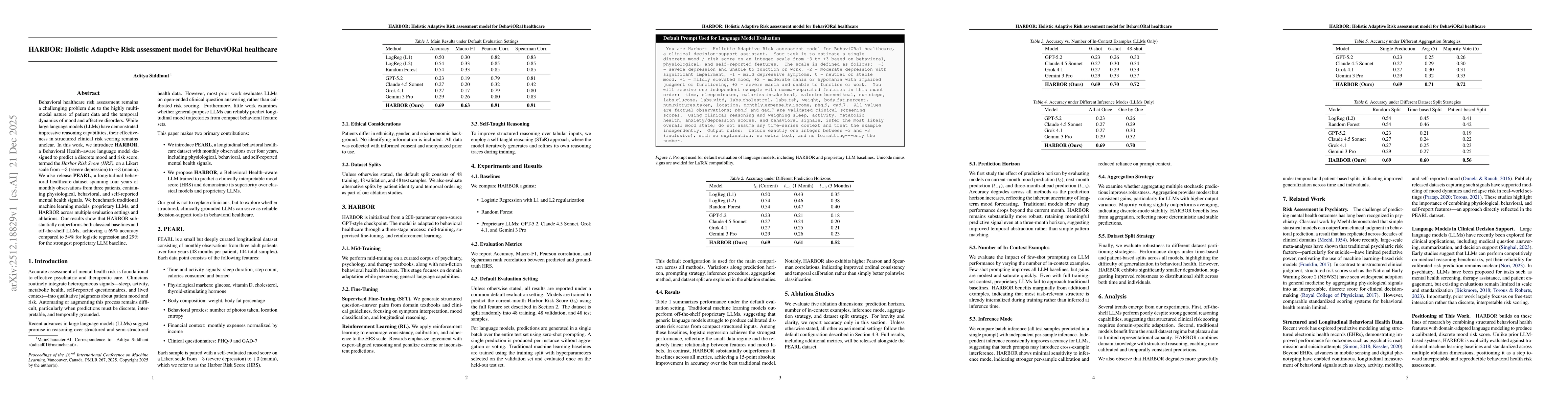 Thumbnail for HARBOR: Holistic Adaptive Risk assessment model for BehaviORal healthcare